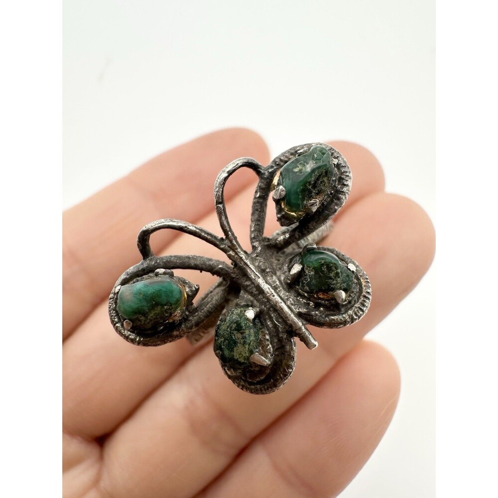 Vintage Turquoise Butterfly Ring Southwestern Size 8